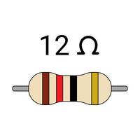 12 Ohm Resistor. Four Band Resistor vector