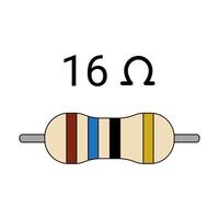 16 Ohm Resistor. Four Band Resistor vector