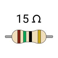 15 Ohm Resistor. Four Band Resistor vector