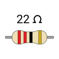 22 ohm resistor. cuatro banda resistor vector