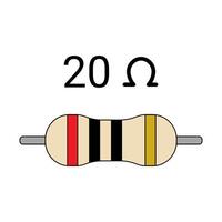 20 Ohm Resistor. Four Band Resistor vector