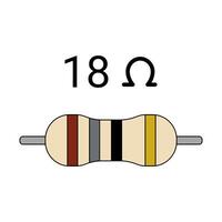 18 Ohm Resistor. Four Band Resistor vector