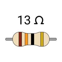13 Ohm Resistor. Four Band Resistor vector