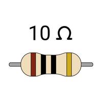 10 Ohm Resistor. Four Band Resistor vector