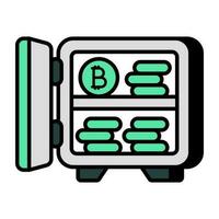 Perfecto diseño icono de bitcoin bóveda vector