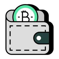 un único diseño icono de bitcoin billetera vector