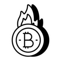 Trendy vector design of bitcoin burn