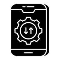 Gear inside phone, editable design icon of mobile management vector