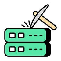 A flat design icon of server mining vector