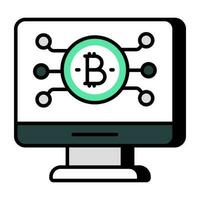 un plano diseño icono de bitcoin red vector