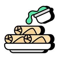 A mouth watering icon of burrito plate vector