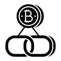 un plano diseño icono de bitcoin enlace vector