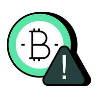 vector diseño de bitcoin advertencia