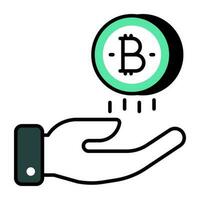 A flat design icon of bitcoin care vector