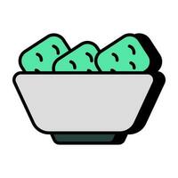 A yummy icon of macaroni bowl vector