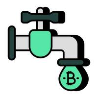 An editable design icon of bitcoin faucet vector