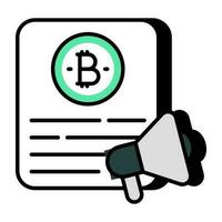 A flat design icon of bitcoin promotion vector