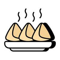 A yummy icon of hot samosa vector