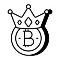 A unique design icon of bitcoin crown vector