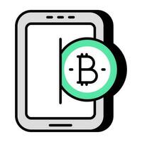 An editable design icon of secure mobile bitcoin vector