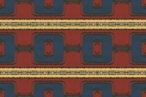 Ikat Damask Embroidery Background. Ikat Vector Geometric Ethnic Oriental Pattern traditional.aztec Style Abstract Vector illustration.design for Texture,fabric,clothing,wrapping,sarong.