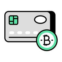 A colored design icon of bitcoin credit card vector