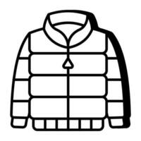 Icon of puffer jacket in flat design vector