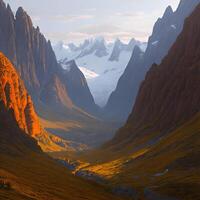 Majestic landscape of the mountains, morning, . photo