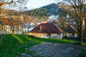 Rosia Montana, a beautiful old village in Transylvania. The first mining town in Romania that started extracting gold, iron, copper. photo