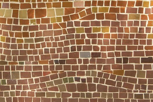 Colorful ceramic mosaic on the walls of the building. Abstract background and texture for design. photo