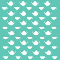 Seamless pattern with teapot and teacups. vector