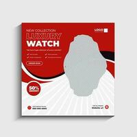 Modern watch brand product sale and promotional social media post banner template design vector