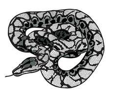 Snake. Traditional black dot style ink. Isolated vector illustration. Snake silhouette illustration. Black serpent.