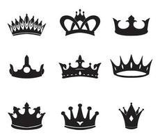 Black crown icons illustration vector