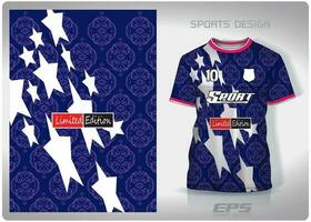 Vector sports shirt background image.white stars on fabric pattern design, illustration, textile background for sports t-shirt, football jersey shirt