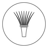 Bunch grass eat leek feathers leek feathers leaf cut salad ingredient vegetable food tied bundle icon in circle round black color vector illustration image outline contour line thin style