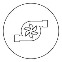 Turbine car mobile concept automobile turbo charger repair service turbocharger icon in circle round black color vector illustration image outline contour line thin style