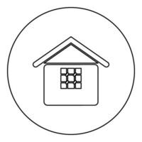 Prison jail gaol House with grate on window citadel home icon in circle round black color vector illustration image outline contour line thin style