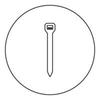 Cable tie zip building material icon in circle round black color vector illustration image outline contour line thin style