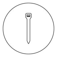 Cable tie zip building material icon in circle round black color vector illustration image outline contour line thin style