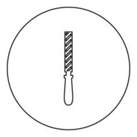 Hand file tool rasp instrument icon in circle round black color vector illustration image outline contour line thin style