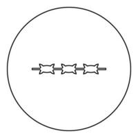 Barbed wire prison concept icon in circle round black color vector illustration image outline contour line thin style