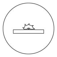 Circular saw bench table wheel blade carpentry workshop concept icon in circle round black color vector illustration image outline contour line thin style