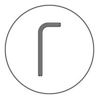 Hex key hex key wrench tool fixing concept icon in circle round black color vector illustration image outline contour line thin style