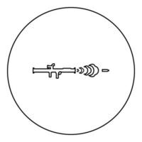 Shot from the bazouka anti tank system icon in circle round black color vector illustration image outline contour line thin style