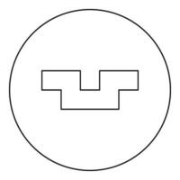 Pit with square hole ground dimple icon in circle round black color vector illustration image outline contour line thin style