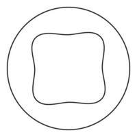 Square have rounded corners rectangle shape icon in circle round black color vector illustration image outline contour line thin style