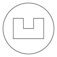 Pit with square hole ground dimple icon in circle round black color vector illustration image outline contour line thin style