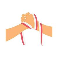 vector illustration of hand holding indonesian flag 17 august concept