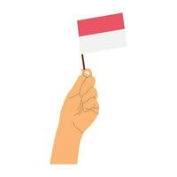 vector illustration of celebrating indonesia independence day holding indonesian flag